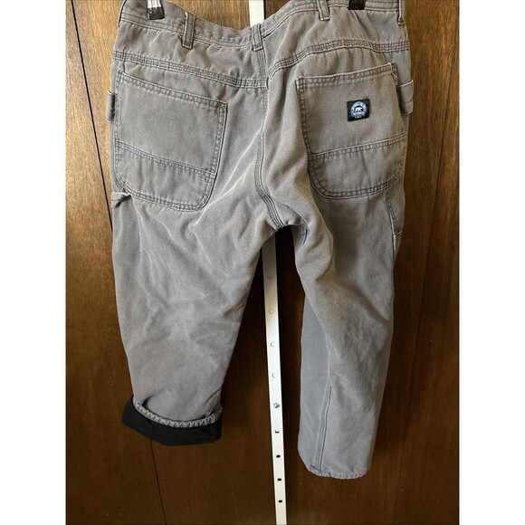Mens sz 36x30 Winter Fleece Lined Canvas Carpenter Work Pants Gray POLAR KING - Picture 5 of 6